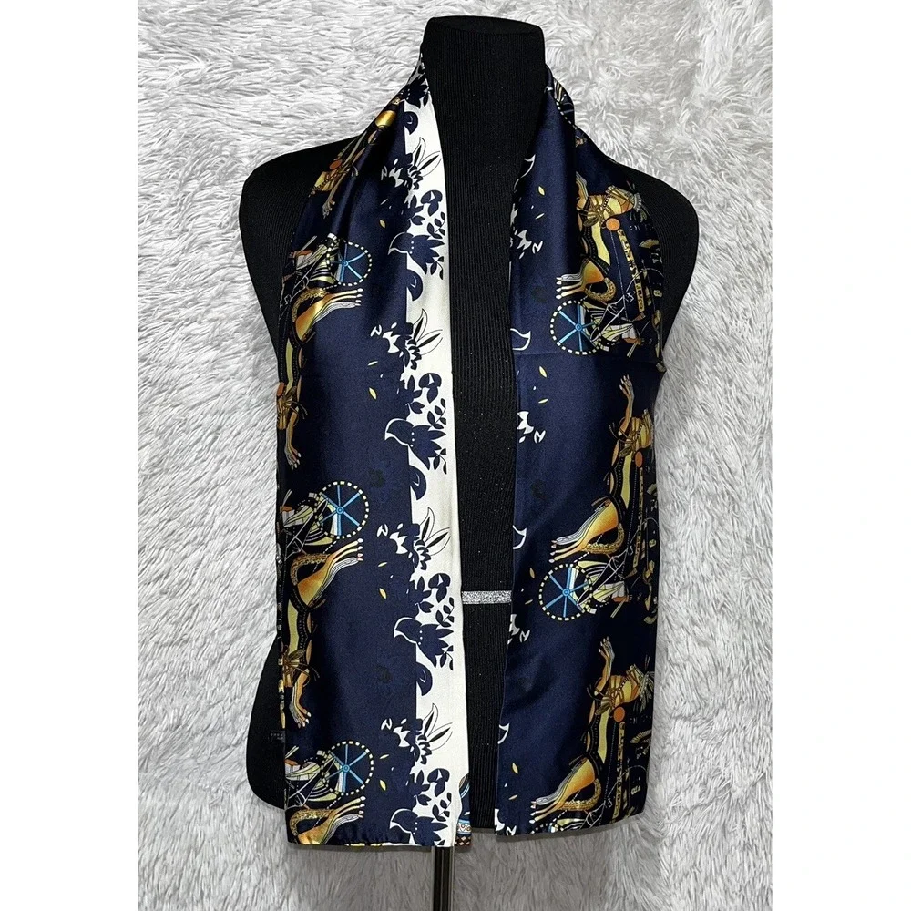 Silky‎ Satin Scarf for Women Elephants Print Neck Head Wrap